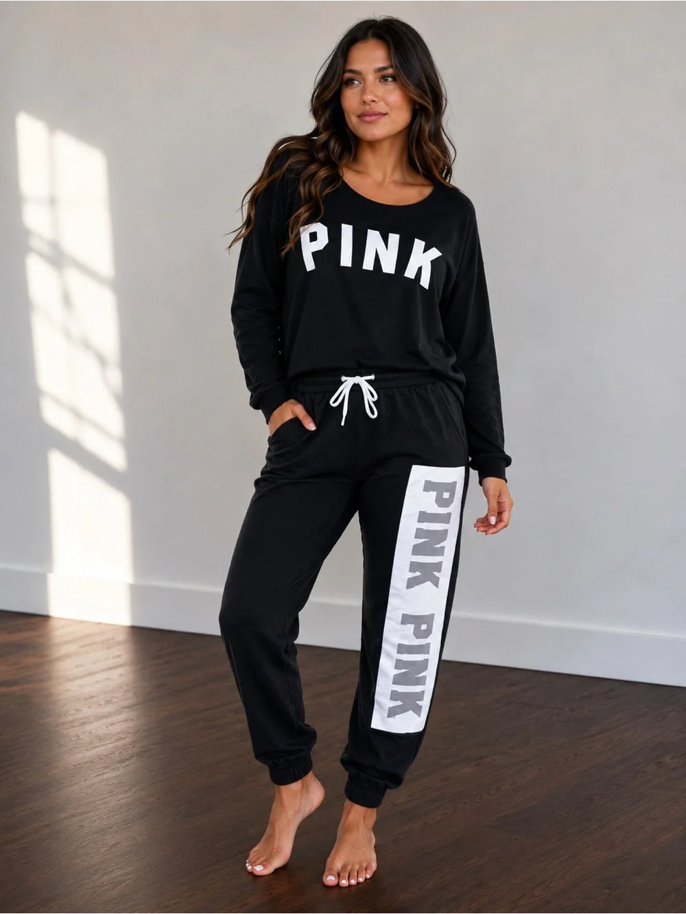 Vs PINK Black Logo Lounge Set